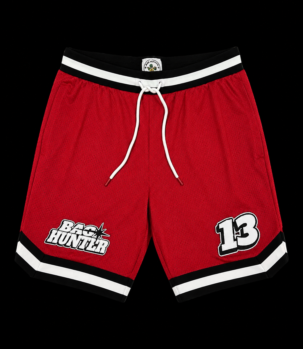 RED & WHITE BAG HUNTER SHORTS #13